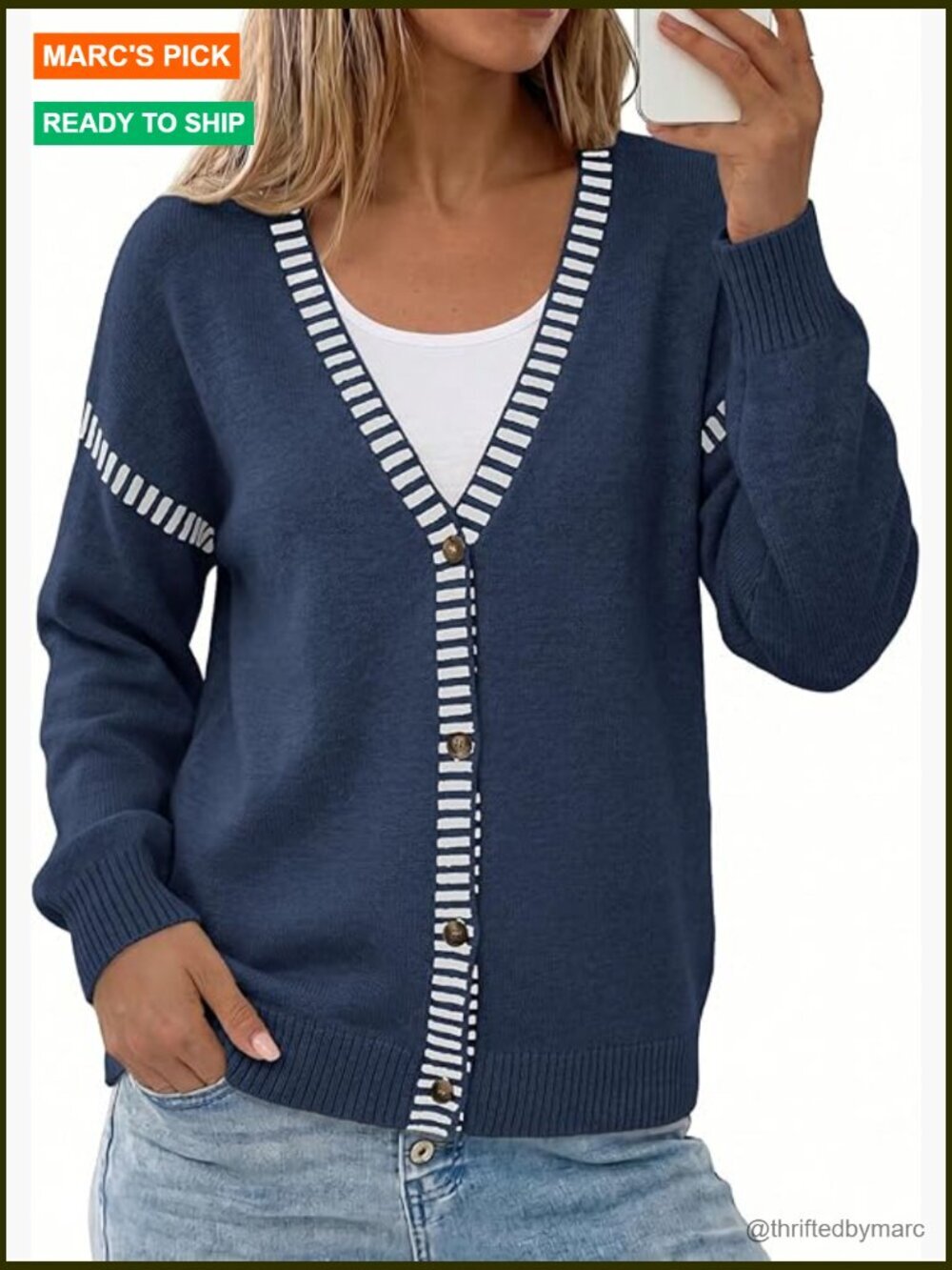 Oversized Cardigan Sweater Long Sleeve Button Front Open Front V-Neck Ribbed
